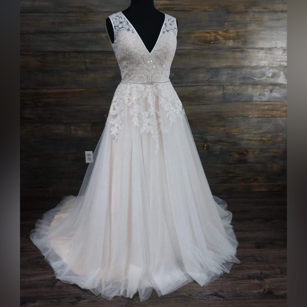 White Lace Bridal Gown champagne silk under